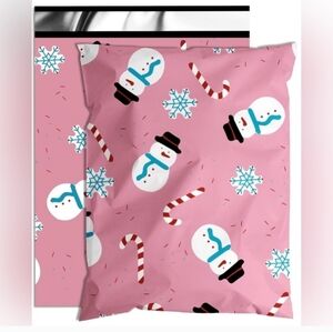 Pink Snowman Candy Cane Poly Mailers  8 Count Boho Office Ship Merch Swag Posh